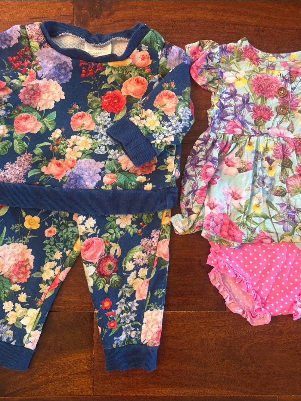 2 Floral Posh Peanut outfits, 6-12 mos